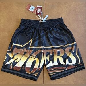NWT - Mitchell & Ness Men's Black and Gold Philadelphia 76’ers Shorts, Size - M